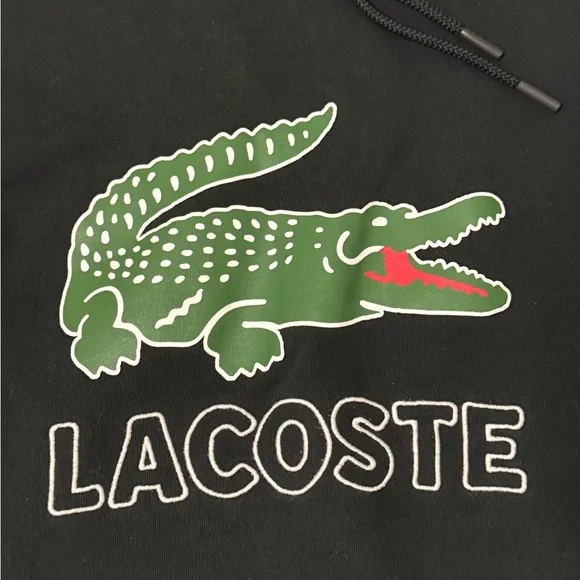 Men’s Lacoste Medium Black Hoodie with Crocodile and Logo - Picture 3 of 6